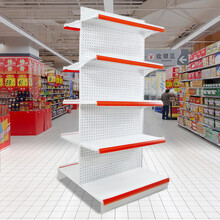 皇球 超市货架层架商场单面双面扣板便利店药店货架置物展示架批发  升级款90*90*160=5层(双面副架)