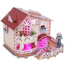 乐立方儿童益智玩具立体拼图女孩屋早教儿童玩具房屋度假别墅玩具系列 度假别墅-灯饰