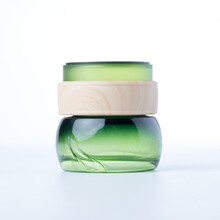 ilbu 绿色玻璃瓶按压乳液瓶旅行分装瓶精华素瓶便携分装瓶膏霜盒面霜瓶爽肤水粉底液 绿色植物膏霜盒50g