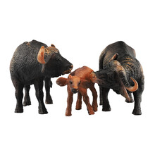 野生动物模型 长颈鹿熊猫袋鼠棕熊梅花鹿 儿童认知玩具3-10岁 三只水牛