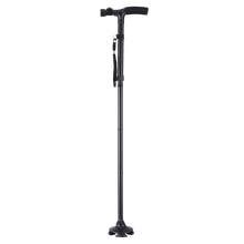 可孚 KFSZ2080铝合金手杖 四脚底盘折叠伸缩拐杖带灯老年人残疾人拐棍行走助步器 手杖