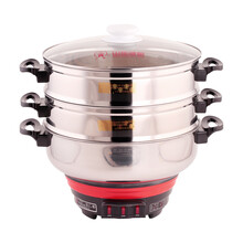 多朗 多星锅33/35cm多功能304电热火锅家用炒锅蒸锅养生锅 33cm锅(带2蒸格)