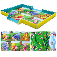 双面拼接爬爬垫加厚6片装 边条围栏婴儿爬行垫 儿童爬爬垫 宝宝爬行垫 维尼3D+米奇果园(围栏款) 60CM*60CM*2CM*6片