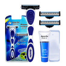 阿帕齐（apache） 美国进口刀片阿帕齐3层刀片手动剃须刀老式刮脸刮胡刀刀架 1刀架2刀头