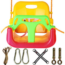 儿童秋千玩具幼儿户外秋千座椅婴儿宝宝室内荡秋千婴幼儿家用阳台三合一防空翻吊椅室外吊篮大空间 红色秋千+挂钩+连接带+膨胀螺丝