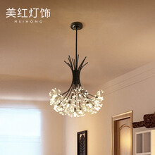 美红 北欧水晶led温馨卧室吊灯 现代简约客厅灯蒲公英创意餐厅吊灯具 19头+LED灯珠
