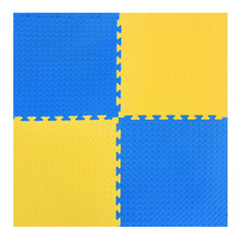 明德儿童卧室客厅满铺爬行垫彩色泡沫拼图地垫 树叶纹拼接防滑垫 大号加厚地板垫 每片送2根边条 黄蓝搭 60*60*1.2cm(1片价)