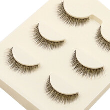 涵贝尔棕色3D立体假睫毛短款自然裸妆款上眼睫毛  柔软型棉线梗19三对装