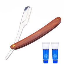 剃须刀 刮胡刀 剃须刀手动刮刀剃刀刮毛刀老式剃须刀剃毛刀剃胡刀汗毛腋毛剃须膏发廊家用刮胡刀 #K4剃刀+50刀片【送2瓶剃须膏】