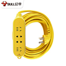 公牛摔不烂插座工程插排地拖接线板电动车电瓶车电源充电线防水户外加长延长线防震摔插线板排插板拖线板 15米长4插位GN-C5