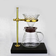 手冲咖啡架 纯铜滤杯架 手冲壶滴滤专用支架美国黑胡桃木底座 整块橡木+黄铜+漏斗+云朵壶600ml