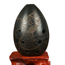 七星埙 八孔梨形黑陶埙 学生初学者埙 入门练习演奏埙 民族乐器埙 【拍立减】8孔龙腾F调