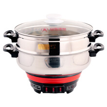 多朗 多星 锅多功能电热火锅家用炒锅蒸锅送父母 33cm锅(带1蒸格)