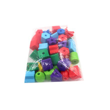 儿童串串珠益智玩具宝宝穿珠子diy手工串珠积木玩具1-3-6岁男女孩 大串珠40粒自封袋简装送4绳