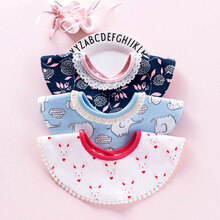 邦帛莉（BONBORLEA） 婴儿围嘴口水巾360度旋转宝宝围兜纯棉口水兜新生儿口水巾 3条装（蓝象+兰花+兔子） 均码