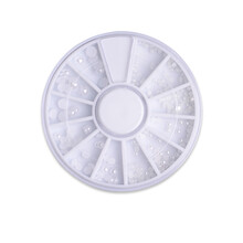 美甲饰品美甲钻饰指甲贴片指甲油胶装饰品网红同款美甲钻石指甲饰品批发烫银平底钻水钻 002 纯白珍珠钻