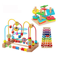 儿童串珠绕珠1-2周岁宝宝玩具6-12个月宝宝多彩亲子陪伴早教玩具 圆环动物+新4套柱+敲琴