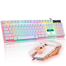 蝰蛇游戏背光发光机械手感键盘鼠标耳机套装lol吃鸡悬浮家用有线办公网吧外设电脑笔记本USB外接键鼠 【键鼠套装】K4白色彩虹背光+G5白色自定义宏鼠标