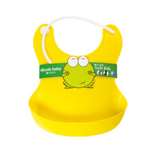 拉米奇骐 婴儿围兜立体防水硅胶围嘴防漏宝宝饭兜吃饭食饭兜口水兜巾软围兜 黄色 24.5*19CM