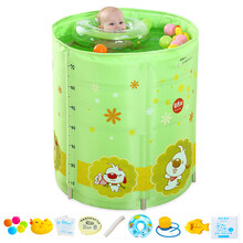 诺澳 大号婴儿游泳池套装 合金支架游泳桶可调高度 幼儿童保温洗澡盆 宝宝浴盆免充气戏水 绿色-70*80夹棉保温款-大码脖圈 大码脖圈