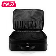 魅丝蔻（MSQ） MSQ/魅丝蔻 尼龙化妆箱 专业手提肩背化妆包 收纳包隔板空间定制 黑色