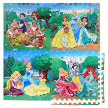 富利时 卡通泡沫拼接地垫汽车总动员米奇维尼熊公主一幅图宝宝爬爬垫 家用客厅卧室学步防滑防摔爬行垫子 528公主(送边) 61.5*61.5*1cm