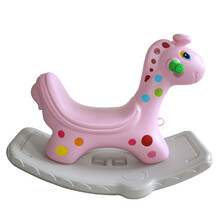 loveforever跷跷板幼儿园双人摇马儿童木马宝宝室内环保加厚长颈鹿翘翘板 粉色萌鹿摇马 无音乐