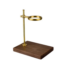 手冲咖啡架 纯铜滤杯架 手冲壶滴滤专用支架美国黑胡桃木底座 整块黑胡桃木+黄铜