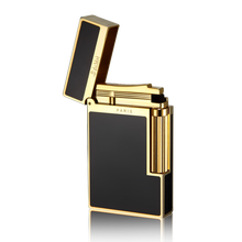 法国都柏特经典烤漆打火机中国漆 纯铜朗声清脆钢音 叮声脆响 侧滑明火充气打火机 创意磨砂金属火机刻字 金色