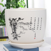 裕轩堂 陶瓷花盆个性特大号时尚创意多肉塑室内简约吊兰绿萝料盆批发家用阳台清仓小号绿植带托盘 79047 大直径17厘米左右