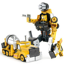 变形玩具金刚合金版工程车5汽车合体大力神机器人男孩儿童玩具 溶解大师-搅拌车