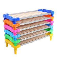 幼儿园床批发儿童床午休床小学午睡床孩子塑料木板床叠叠床托管小床 加强版130cm低扶手