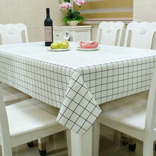 千千锦 PVC 混纺防水防油桌布盖布长方桌正方形加厚餐桌布茶几 清舒 80*137