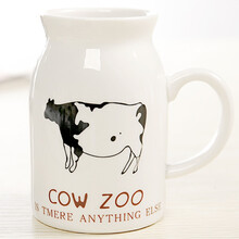 贝瑟斯 杯牛奶 早餐杯 简约马克杯陶瓷杯子 麦片杯陶瓷杯 家用奶牛图案杯水杯陶瓷茶杯
