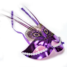 当康 万圣节服装面具道具 儿童大人派对演出化妆舞会表演服饰 闪光威尼斯公主面具紫色