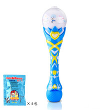 泡泡机儿童 全自动不漏水 电动音乐魔法杖吹泡泡枪泡泡玩具泡泡棒 蓝魔杖+泡泡浓缩液*5 +电池*3