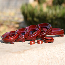 实木天然葫芦底座手捻文玩大葫芦托核桃水晶球底座圆形托 木制底座直径5厘米