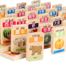 三格田（SANGTY）木制多米诺骨牌积木儿童益智力玩具100粒男女孩汉字拼装岁以上新西兰松木识字认知 100粒双面（新西兰松）动植物