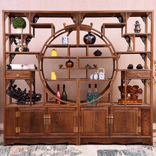 慢象红木家具非洲鸡翅木（学名：非洲崖豆木）博古架 实木多宝阁 古董架展示架书房陈列架置物架客厅隔断柜 长196*宽35*高198cm