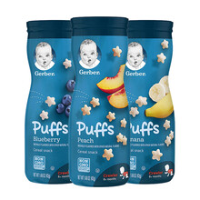 嘉宝Gerber美国原装进口星星泡芙宝宝零食饼干三段8个月以上 42g 3罐装【香蕉味+蓝莓味+草莓苹果味】