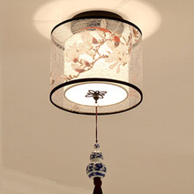 西格良 LED过道灯走廊灯新中式仿古个性入户玄关灯中国风创意楼梯灯现代简约圆形方形小阳台吸顶灯 20CM白领鸟圆形 有吊坠