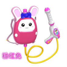 2021新款夏天泼水节漂流水枪针筒抽拉式喷滋呲水枪儿童节玩具吸水枪打水仗 粉兔背包 标准配置