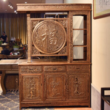 一舍 红木家具非洲鸡翅木（学名：非洲崖豆木）实木隔断柜客厅玄关柜间厅柜置物柜储物柜 1.18M玄关