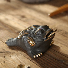 祥业 茶具茶宠摆件宜兴紫砂茶宠 紫砂泥料 金蟾系列 财来金蝉 紫泥 招财金蟾