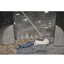 本艺术空间 刘也油画《世界尽头与冷酷仙境之三》授权复刻版画 现代抽象风格装饰画 白色画框 188*136