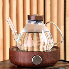 台湾宜龙EILONG电陶炉茶炉家用大功率1300W简约迷你小型煮茶烧水炉套装 小钢炮 胡桃木+感温玻璃壶