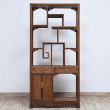 慢象红木家具非洲鸡翅木（学名：非洲崖豆木）回字博古架 实木仿古展示架陈列架带抽储物架中式古典多宝阁 单个尺寸 长92*宽29*高195 cm