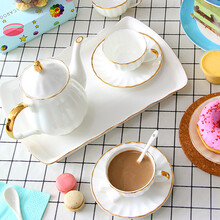 品来运 咖啡杯套装陶瓷欧式茶具轻奢骨瓷咖啡壶英式下午茶杯碟家用喝水杯子简约 5件套（1壶+2杯2碟）