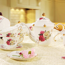 LIFEEYES 欧式15头骨瓷咖啡具套装 茶壶咖啡杯碟奶缸糖缸 英伦玫瑰