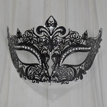 威尼斯金属高档女款面具情趣舞会面罩派对cosplay装扮道具铁艺 金属黑色猫头鹰面具